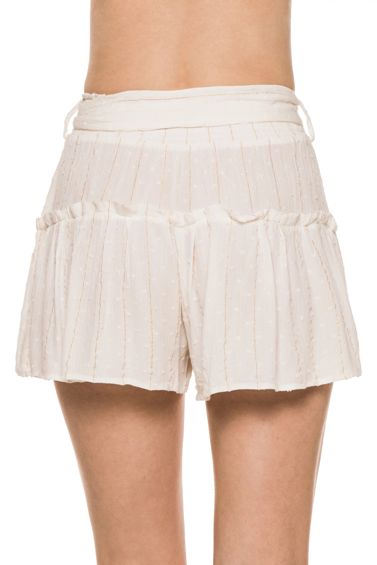 WHITE Metallic Ruffle Shorts image number 2