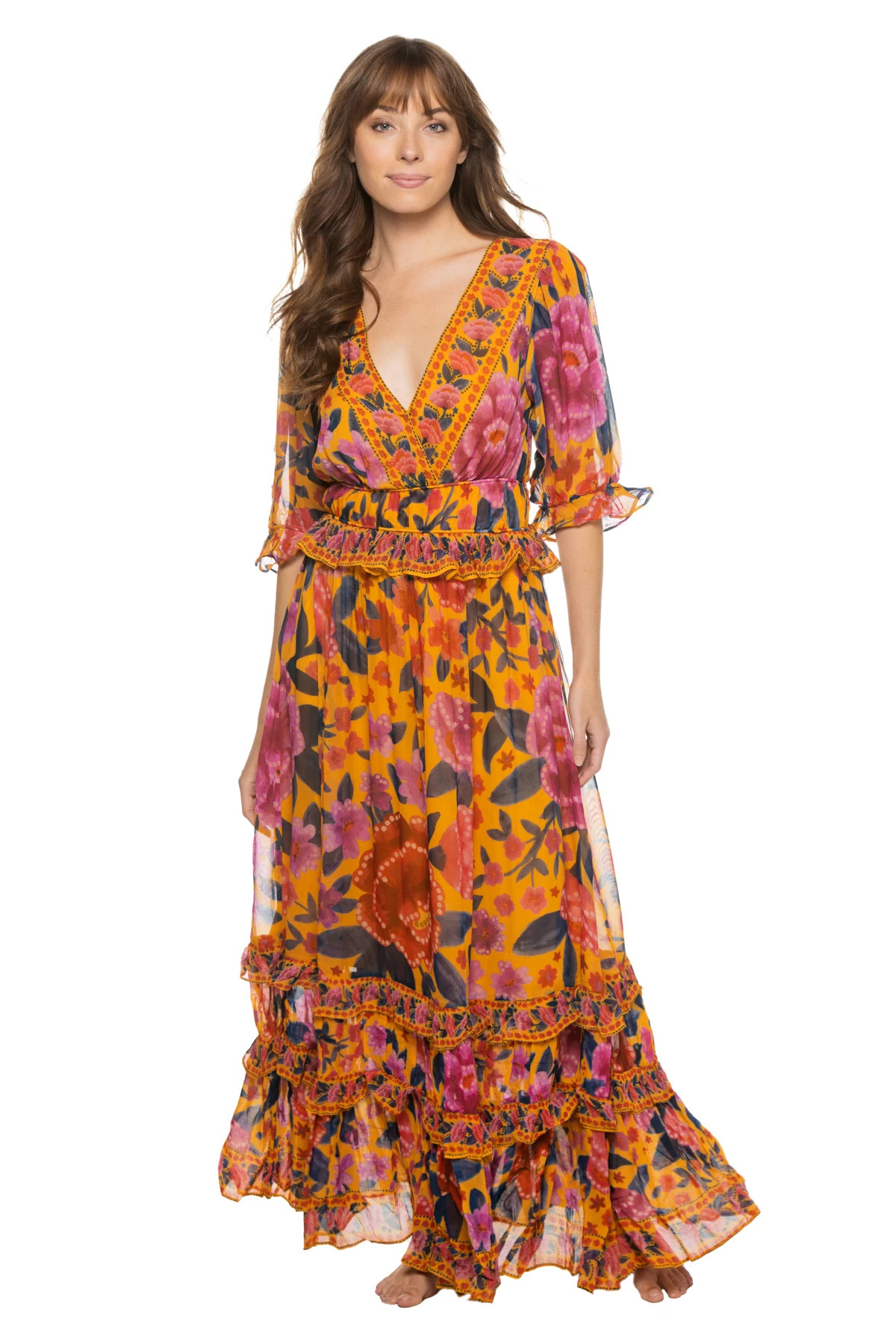 MULTI Floral Dream Ruffle Maxi Dress image number 1