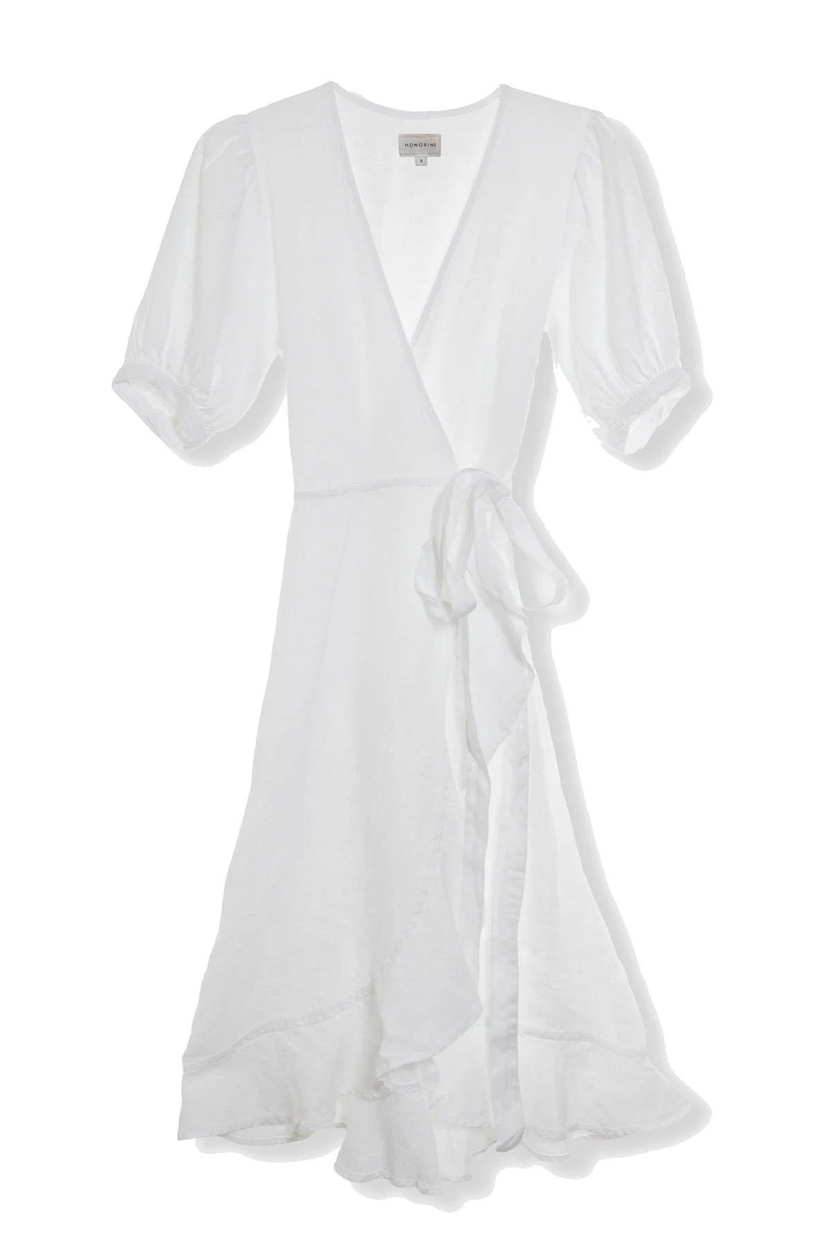 WHITE Charlotte Linen Wrap Dress image number 3