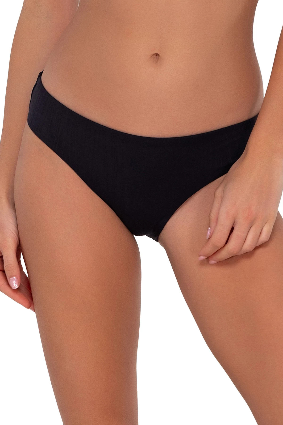 BLACK SEAGRASS TEXTURE Collins Hipster Bikini Bottom image number 1
