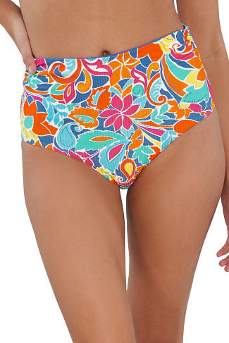 FESTIVE FLORAL SANDBAR RIB Capri High Waist Bikini Bottom
