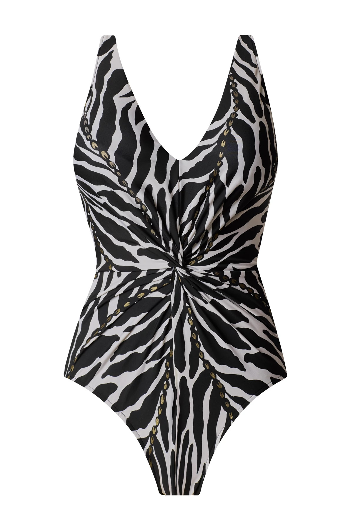 BLACK/WHITE Drew Twist-Front One Piece Swimsuit image number 5
