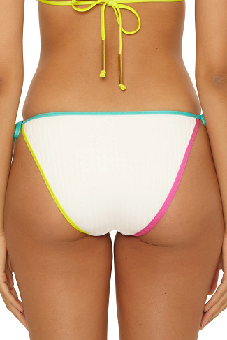 WHITE Maori Ribbed Tie Side Bikini Bottom