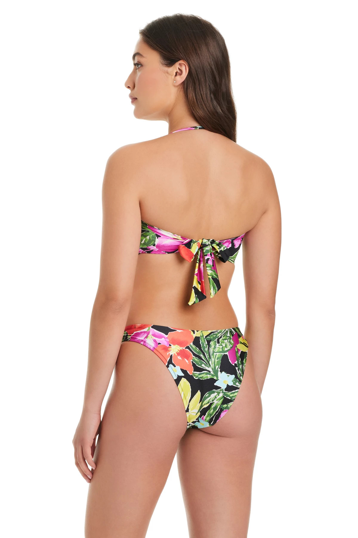BLACK MULTI Floral Bandeau Bikini Top image number 4