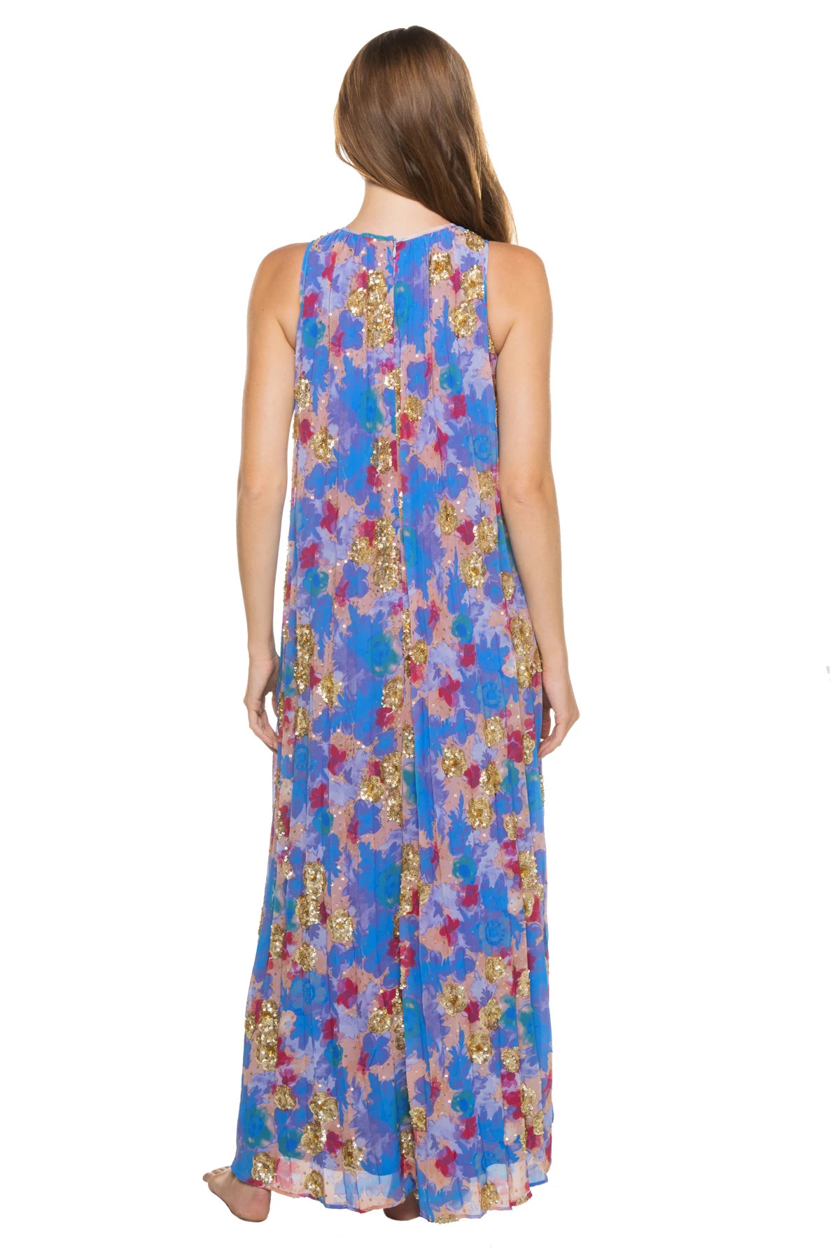 BLUE/CORAL Georgette Maxi Dress image number 2