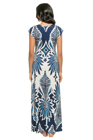 NAVY CARTAGENA Nova Jersey Plunge Maxi Dress