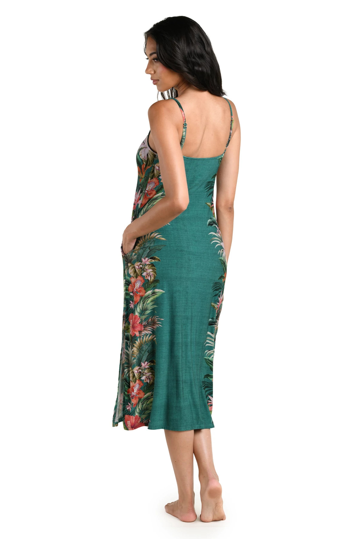 JUNGLE Palm Print Pocket Midi Dress image number 2