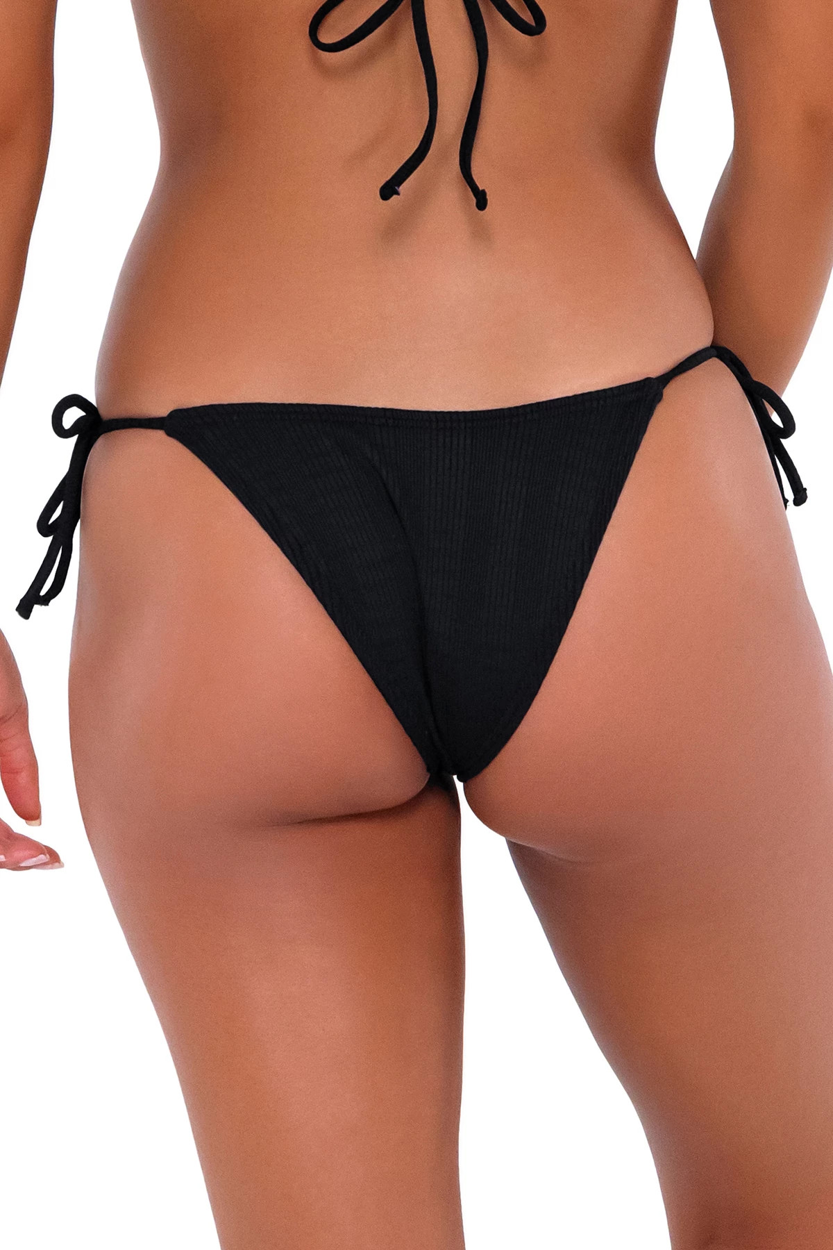 BLACK Jaelyn Tie Side Brazilian Bikini Bottom image number 2