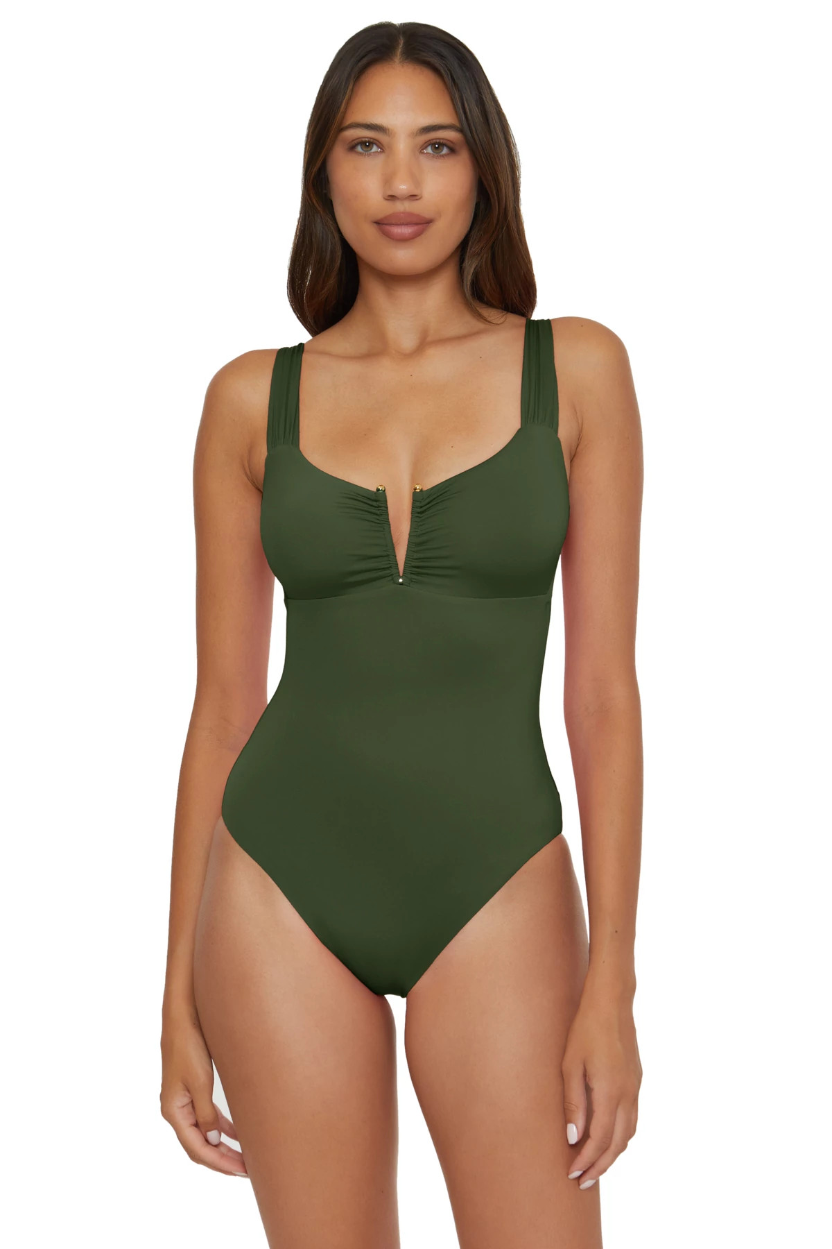 GREEN Viviana V-Front One Piece Swimsuit image number 1