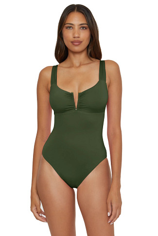 GREEN Viviana V-Front One Piece Swimsuit