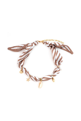 NEUTRAL Satin Scarf Shell Charm Necklace