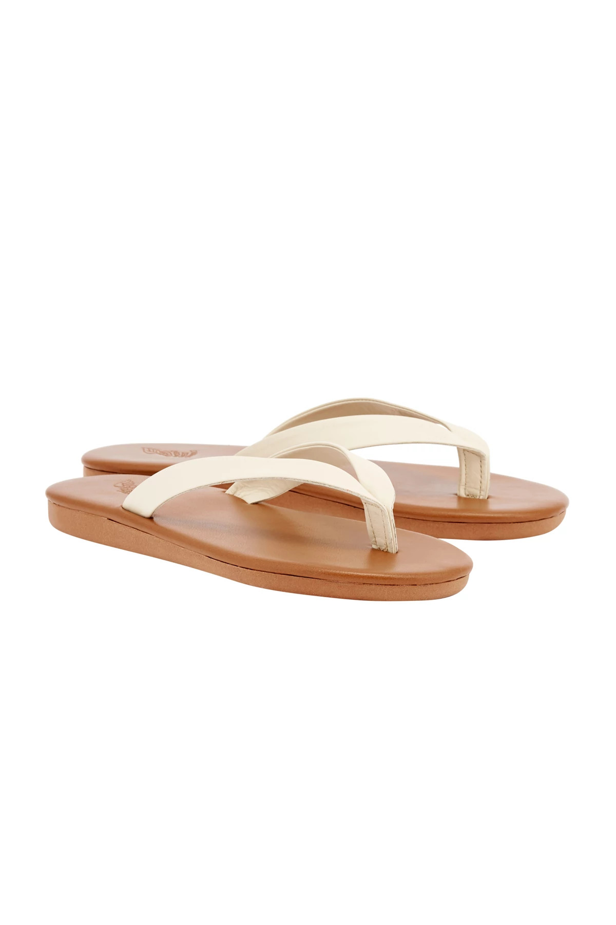 OFF WHITE/COTTO Saionara Leather Thong Sandals image number 3