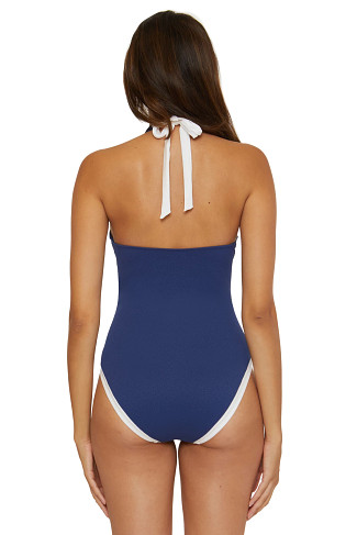 NAVY Courtside Tie Front One Piece Swimsuit