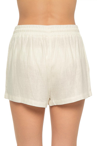 WHITE Embroidered High Rise Shorts