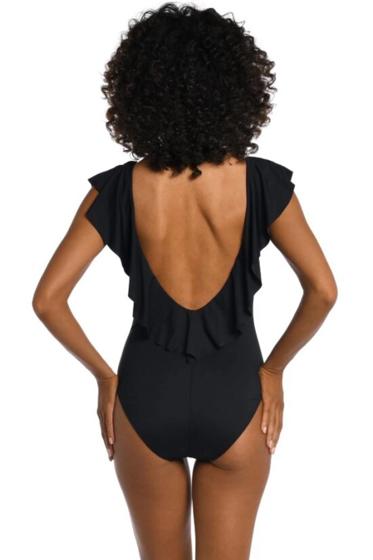 BLACK Plunge One Piece Swimsuit image number 2