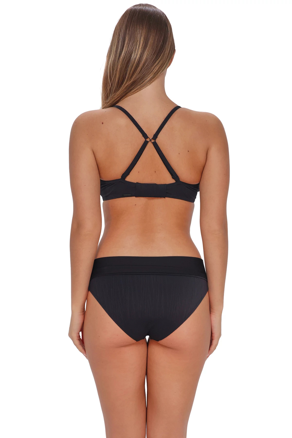 BLACK SEAGRASS TEXTURE Kauai Keyhole Bralette Bikini Top (D + Cup) image number 2