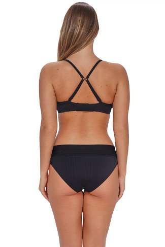 BLACK SEAGRASS TEXTURE Kauai Keyhole Bralette Bikini Top (D + Cup)