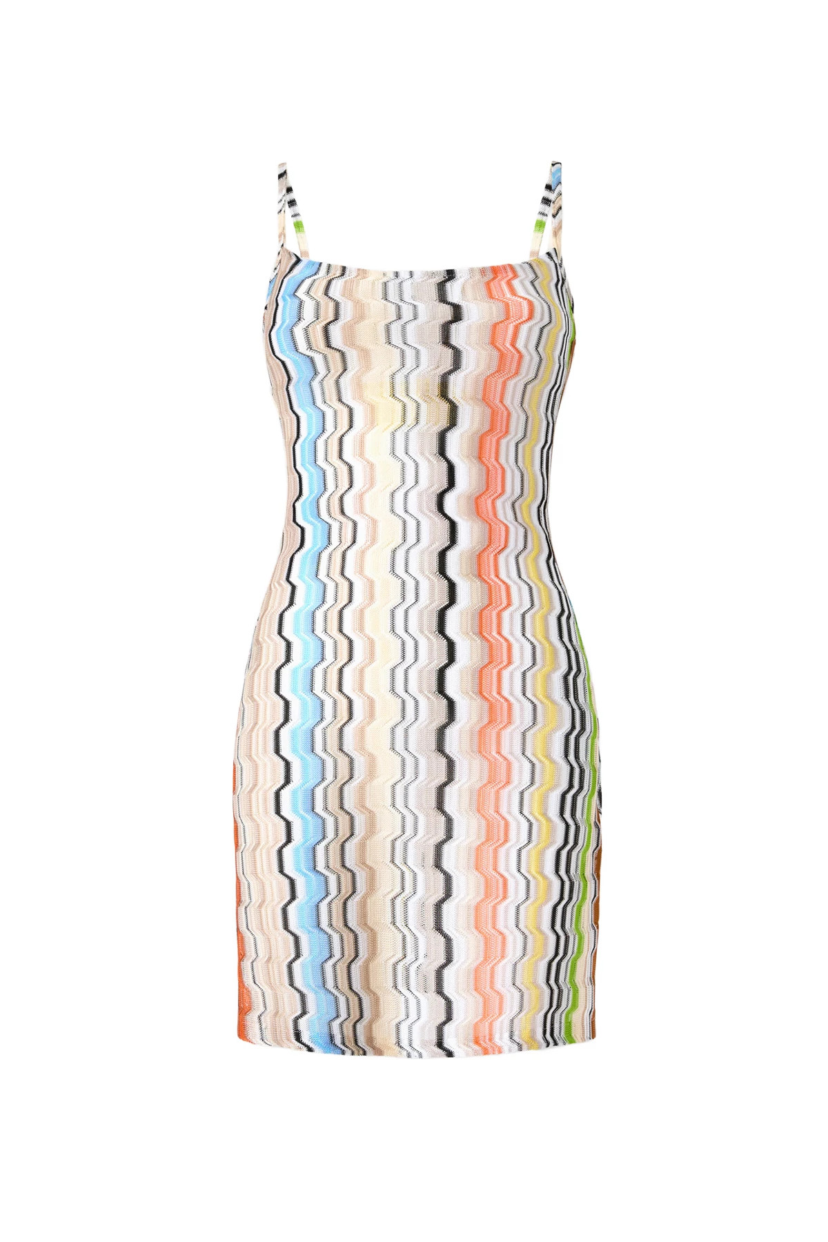MULTI Blocked Chevron Knit Mini Dress image number 1