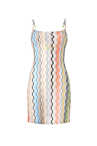 MULTI Blocked Chevron Knit Mini Dress