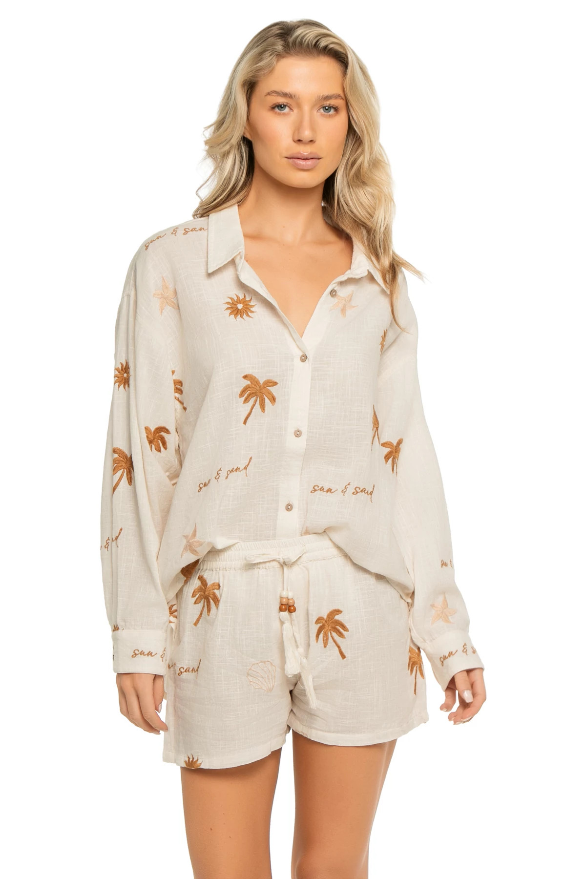SUN & SAND Embroidered Shirt Dress image number 1