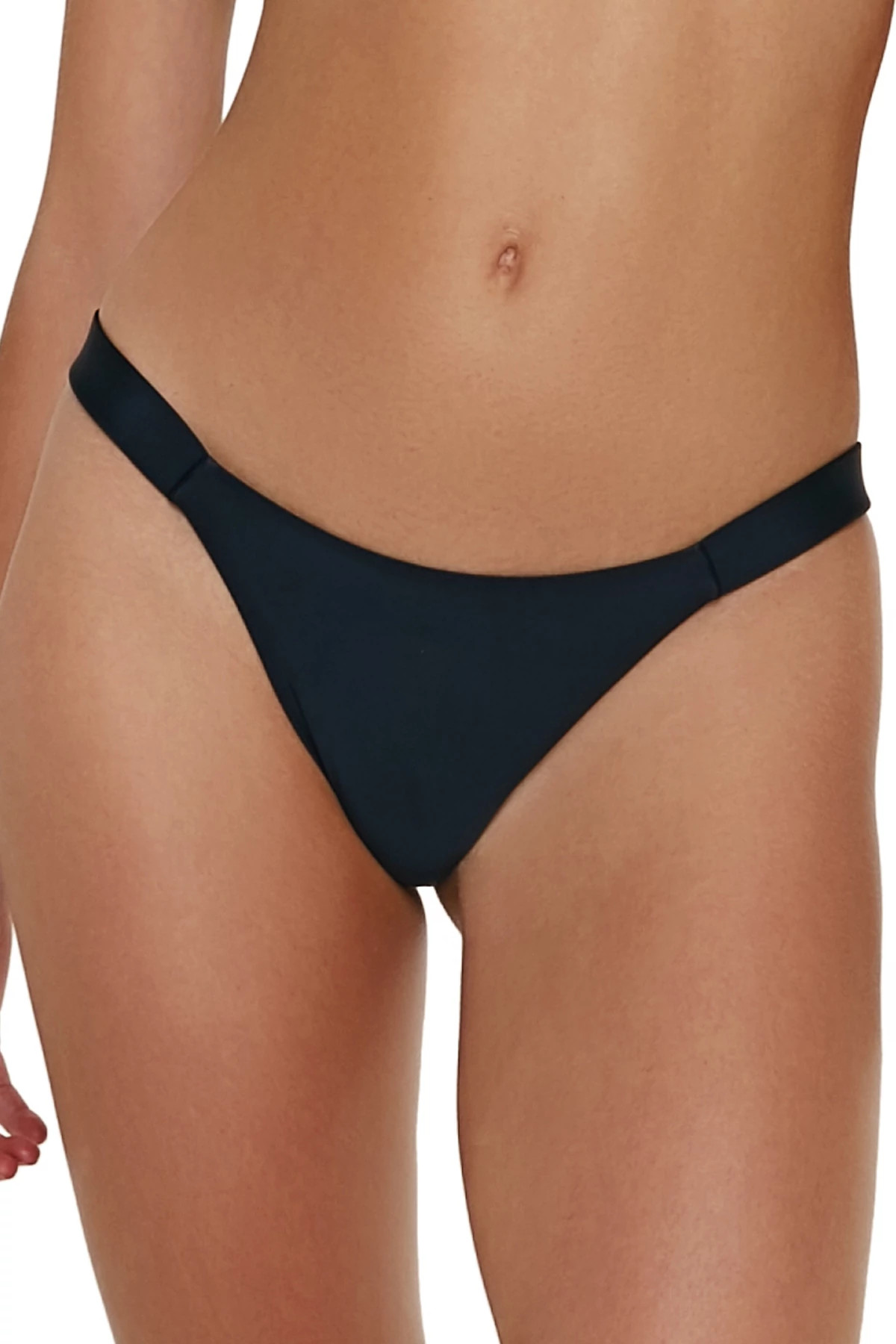 BLACK Fany Tab Side Brazilian Bikini Bottom image number 1