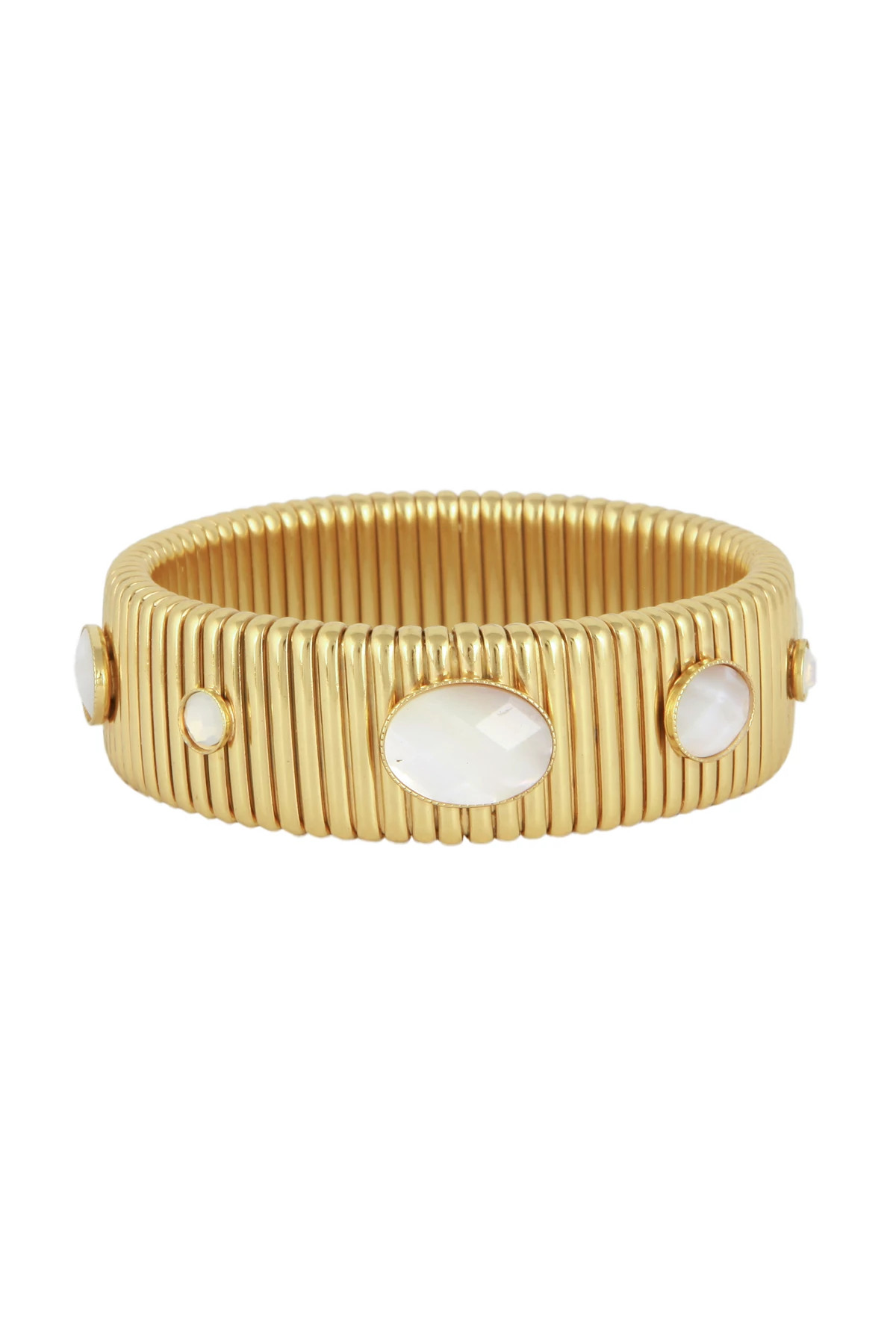 GOLD-240 Glass Stone Stretch Bracelet image number 1