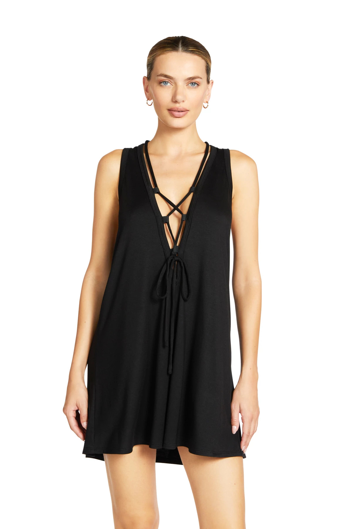 BLACK Lace-Up Tunic image number 1