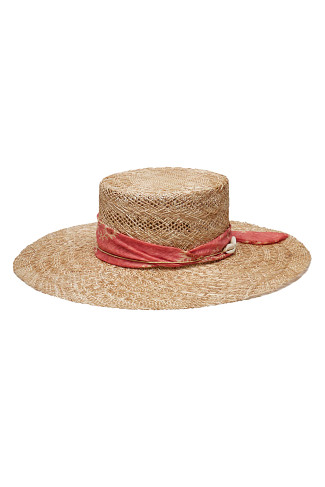 NATURAL Ivy Straw Boater Hat
