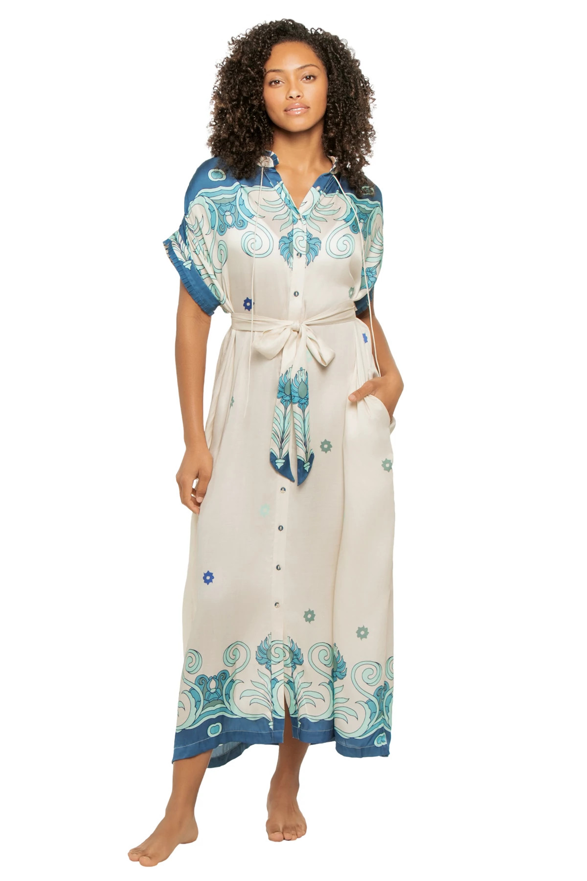 TILES CREAM Valerie Caftan Dress image number 1