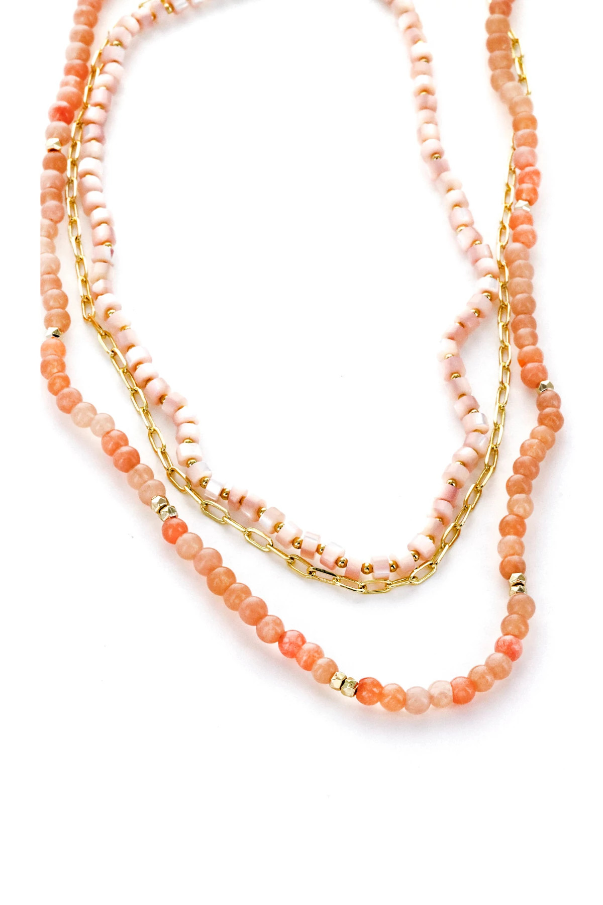 PEACH Moonstone Peach Layered Necklace image number 2