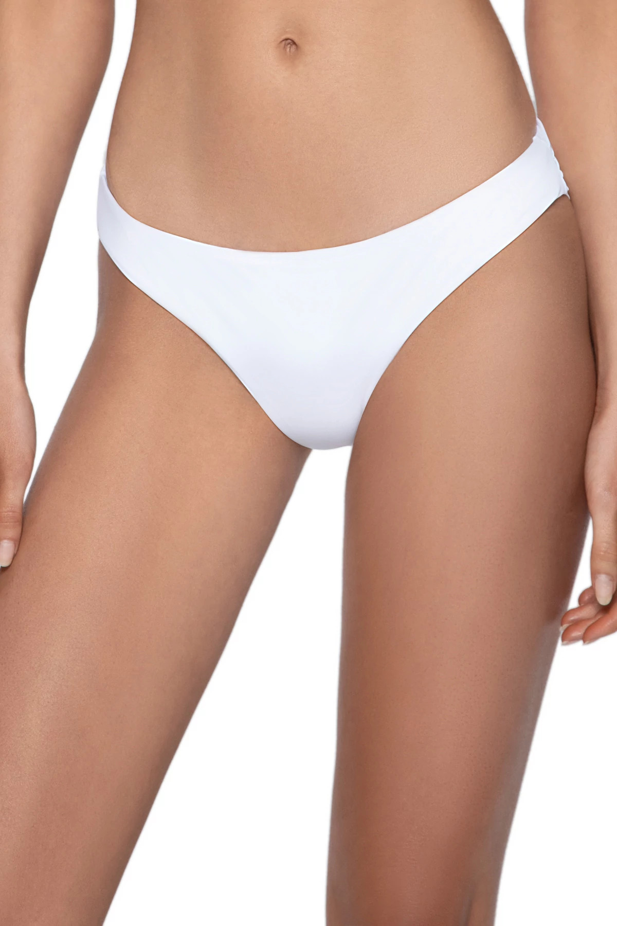 WHITE Ruched Brazilian Bikini Bottom image number 1