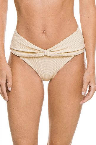 TEXTURED CREAM Amari Textured Banded Hipster Bikini Bottom