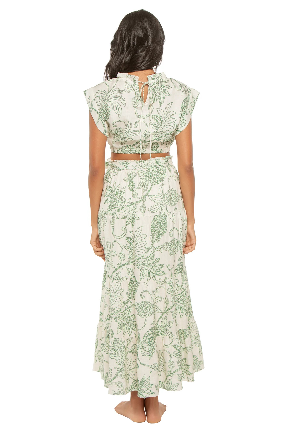 MOKATA GREEN Muna Linen Crop Top image number 2