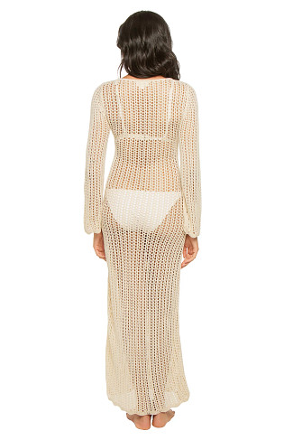 IVORY Iris Long Sleeve Crochet Cover Dress