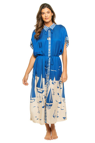SAILBOATS Valerie Sailboat Print Caftan Dress