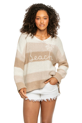 TONAL SAND STRIPE Beach Sweater