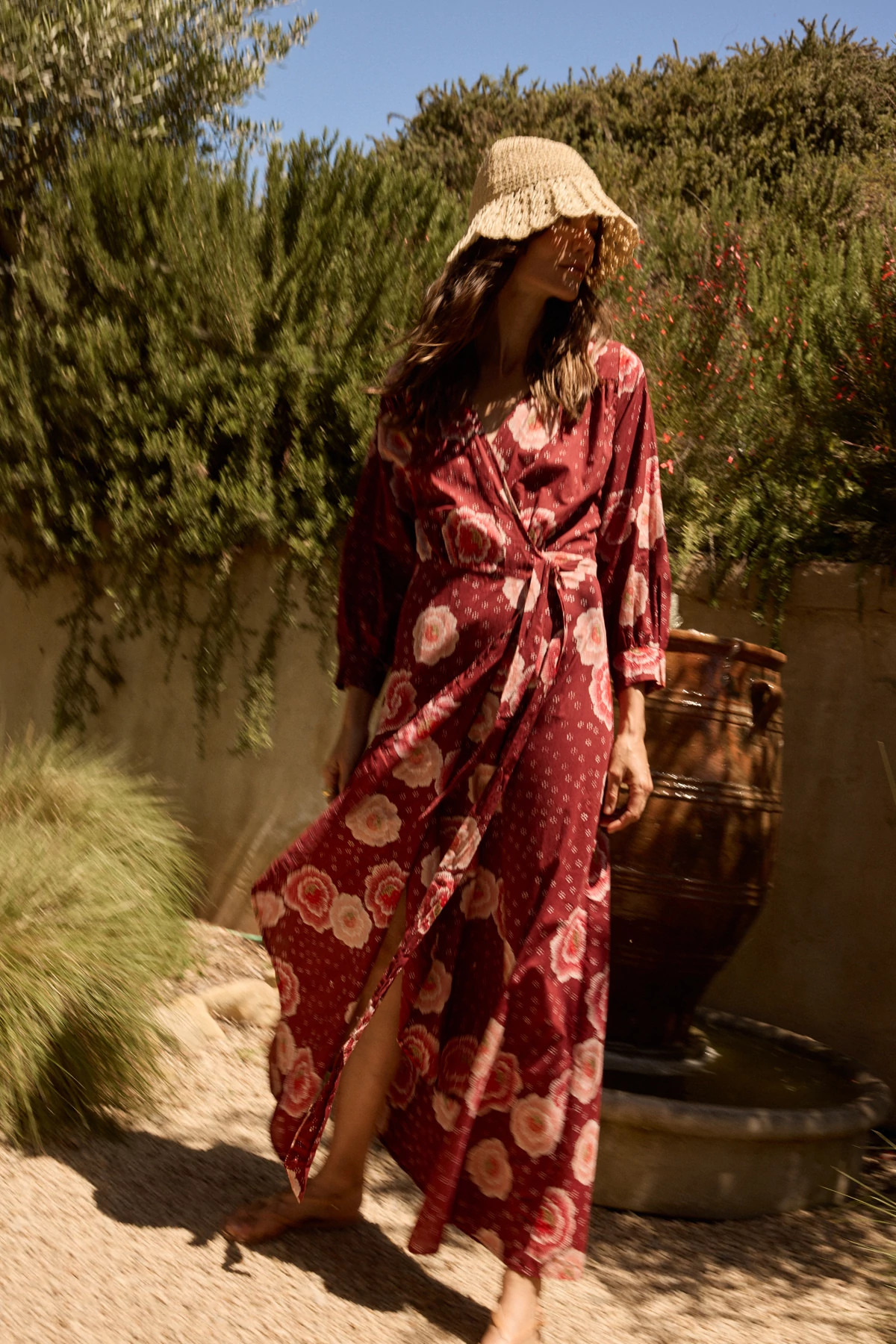 POPPY CHERRY Kate Wrap Maxi Dress image number 4