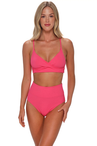 POSY PINK CREPE Lyla Lace-Up Bralette Bikini Top