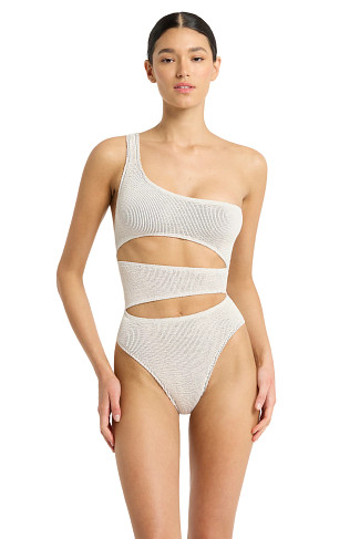 White fuller bust cut out plunge swimsuit