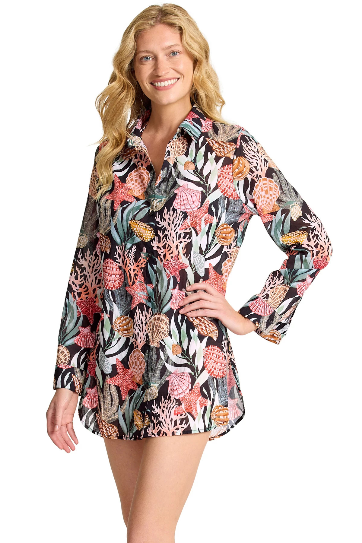 BLACK Shell Sands Boyfriend Shirt image number 3