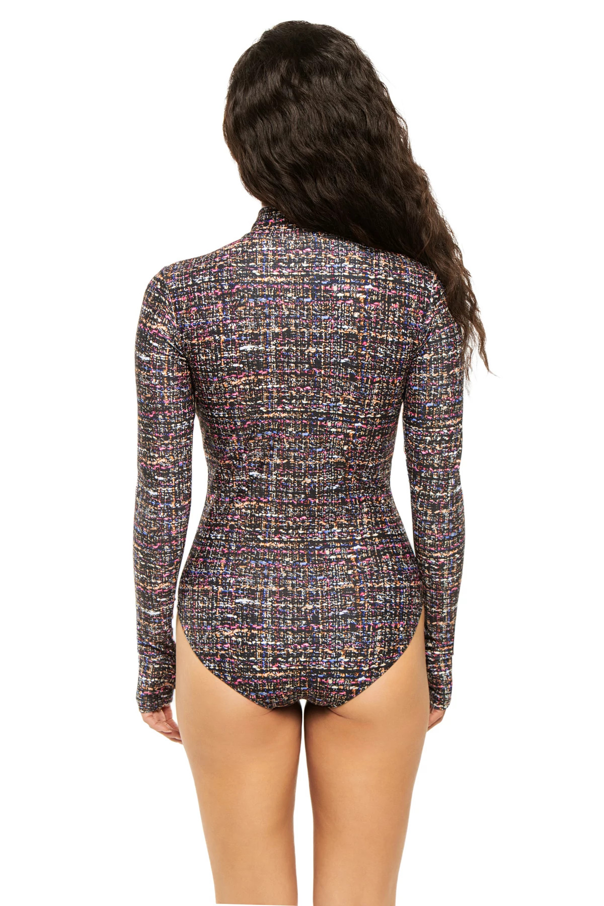 TWEED PRINT Ryann Tweed Print Bodysuit  image number 2