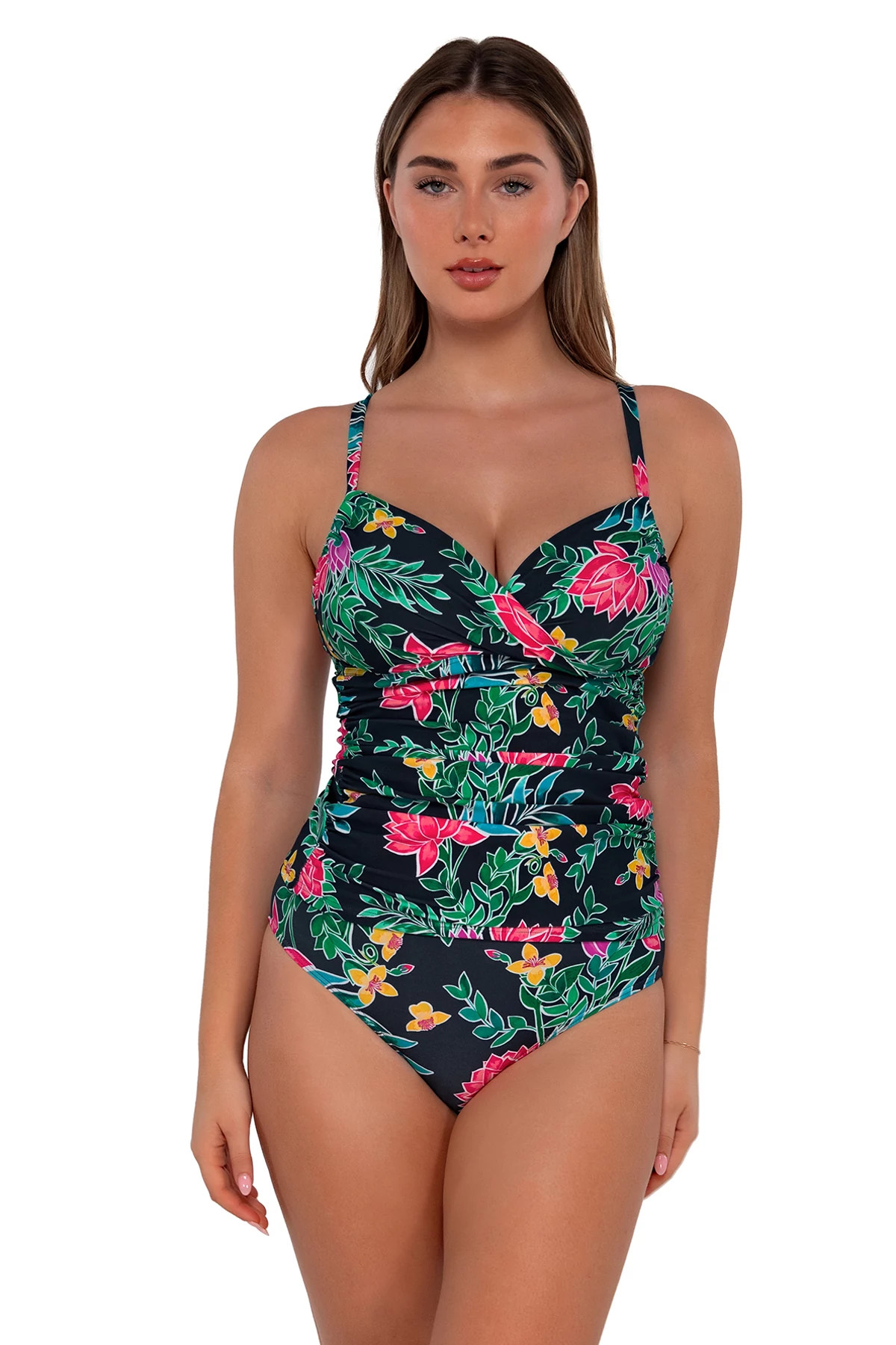 TWILIGHT BLOOMS Serena Underwire Tankini Top (D+ Cup) image number 1