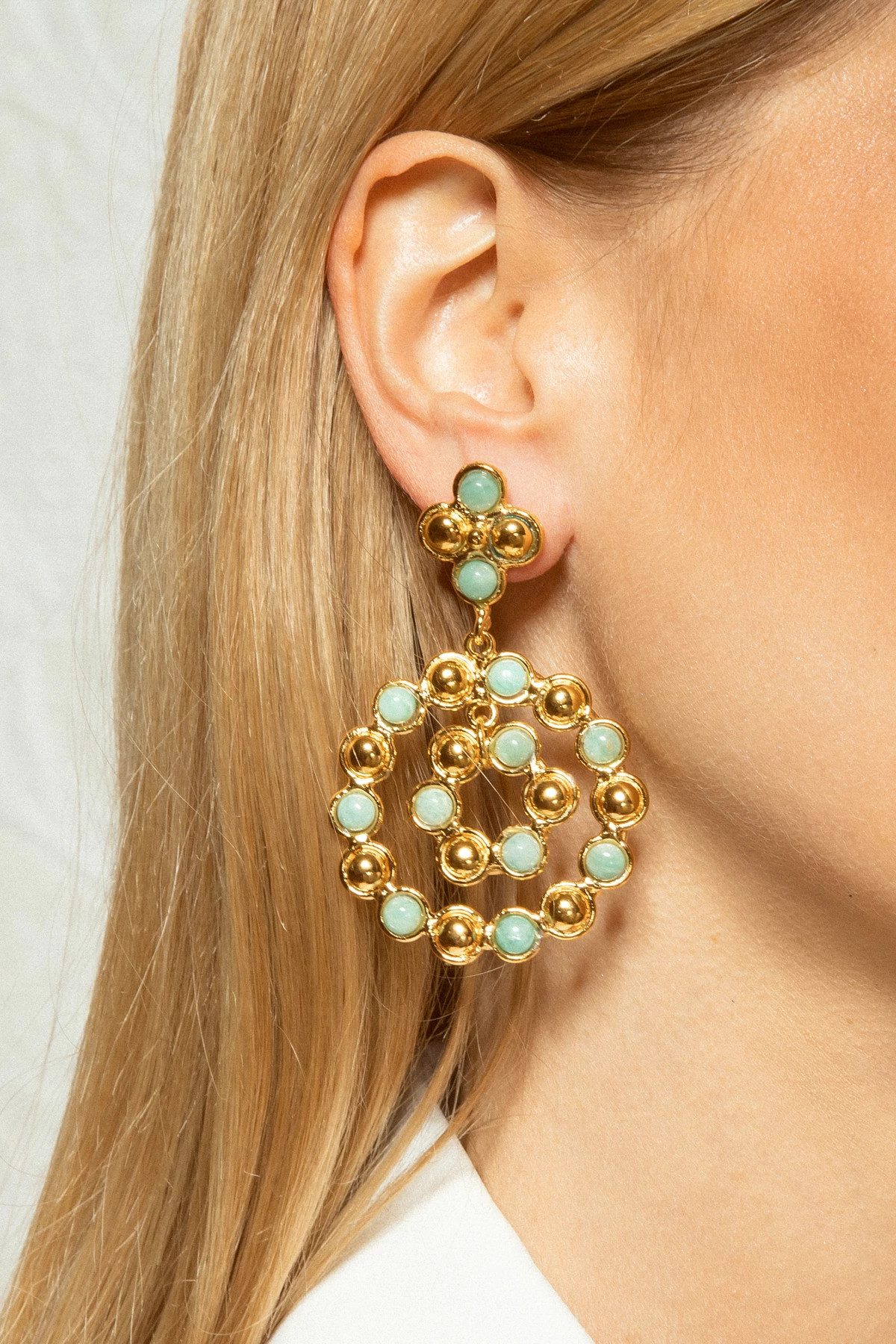 AMAZONITE/GOLD Boucles D'Oreilles Flower Candies Earrings image number 2