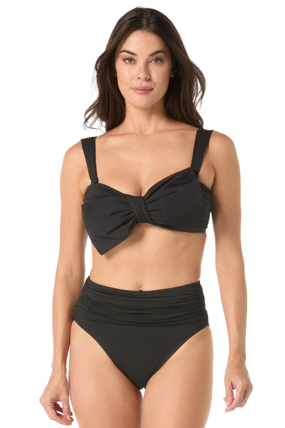 BLACK Large Bow Bralette Bikini Top image number 1