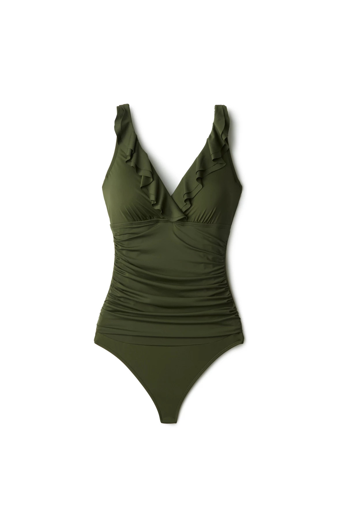 OLIVE Ruffle Over The Shoulder One Piece Swimsuit image number 3