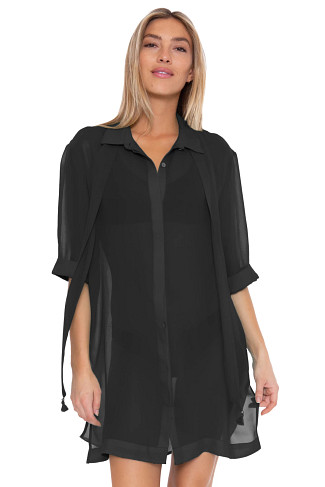 BLACK Button Up Tunic