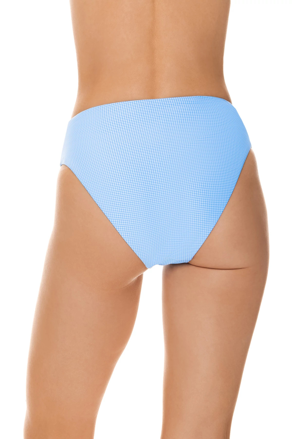 PERI BLUE GINGHAM Shirred High Waist Bikini Bottom image number 2