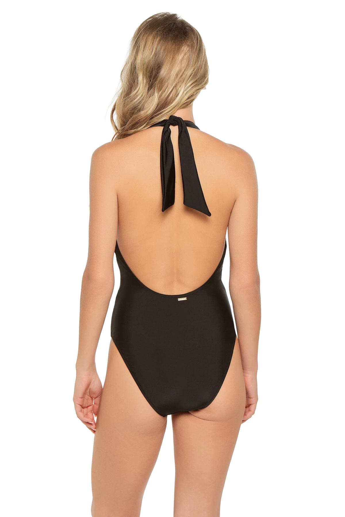BLACK Sidney Belted Plunge One Piece Swimsuit image number 2