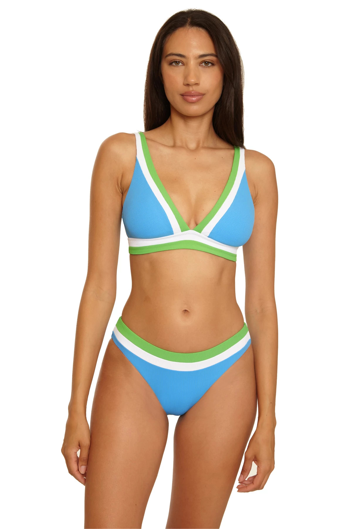 SKY BLUE Claire Ribbed Bralette Bikini Top image number 1