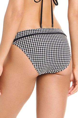 BLACK/CREAM Gingham Banded Hipster Bikini Bottom
